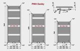PMH Danby Kúpeľňový radiátor D2C Chróm 600×940