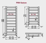 PMH Galeon Kúpeľňový radiátor G4MS metalický strieborný 600×1280