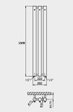 PMH Rosendal Kúpeľňový radiátor massive R70/3 1500×292 (farba podľa výberu)