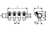 Uponor Uni-C mosadzný rozdeľovač SH s uzatváraním - 2 okruhy