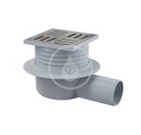 Alcadrain Odtokové kanáliky - Podlahová vpusť bočná 105x105 mm, priemer 50 mm, vodný zápachový uzáver, nerezová/plast