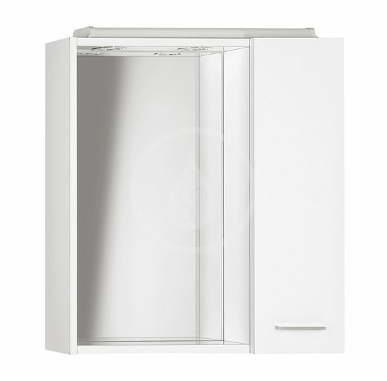 Aqualine Zoja - Zrkadlová skrinka s LED osvetlením 600×600×140 mm, pravá, biela