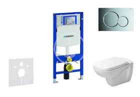 Geberit Duofix - Modul na závesné WC s tlačidlom Sigma01, lesklý chróm + Duravit D-Code - WC a doska, Rimless, SoftClose