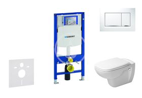 Geberit Duofix - Modul na závesné WC s tlačidlom Sigma30, biela/lesklý chróm + Duravit D-Code - WC a doska, Rimless, SoftClose