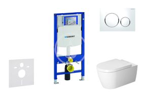 Geberit Duofix - Modul na závesné WC s tlačidlom Sigma20, biela/lesklý chróm + Duravit ME by Starck - WC a doska, Rimless, SoftClose