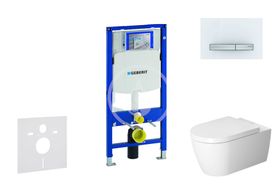 Geberit Duofix - Modul na závesné WC s tlačidlom Sigma50, alpská biela + Duravit ME by Starck - WC a doska, Rimless, SoftClose