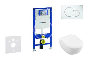 Geberit Duofix - Modul na závesné WC s tlačidlom Sigma01, alpská biela + Villeroy Boch - WC a doska, DirectFlush, SoftClose, CeramicPlus