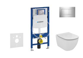 Geberit Duofix - Modul na závesné WC s tlačidlom Sigma30, lesklý chróm/chróm mat + Ideal Standard Tesi - WC a doska, Aquablade, SoftClose