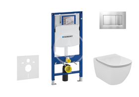 Geberit Duofix - Modul na závesné WC s tlačidlom Sigma30, matný chróm/chróm + Ideal Standard Tesi - WC a doska, Aquablade, SoftClose