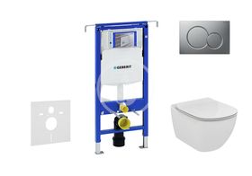 Geberit Duofix - Modul na závesné WC s tlačidlom Sigma01, matný chróm + Ideal Standard Tesi - WC a doska, Aquablade, SoftClose