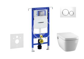 Geberit Duofix - Modul na závesné WC s tlačidlom Sigma20, biela/lesklý chróm + Tece One - sprchovacia toaleta a doska, Rimless, SoftClose