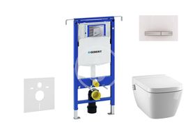 Geberit Duofix - Modul na závesné WC s tlačidlom Sigma50, alpská biela + Tece One - sprchovacia toaleta a doska, Rimless, SoftClose