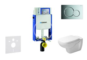 Geberit Kombifix - Modul na závesné WC s tlačidlom Sigma01, lesklý chróm + Duravit D-Code - WC a doska, Rimless, SoftClose