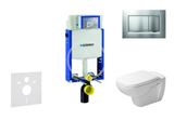 Geberit Kombifix - Modul na závesné WC s tlačidlom Sigma30, matný chróm/chróm + Duravit D-Code - WC a doska, Rimless, SoftClose