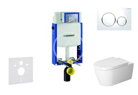 Geberit Kombifix - Modul na závesné WC s tlačidlom Sigma20, biela/lesklý chróm + Duravit ME by Starck - WC a doska, Rimless, SoftClose