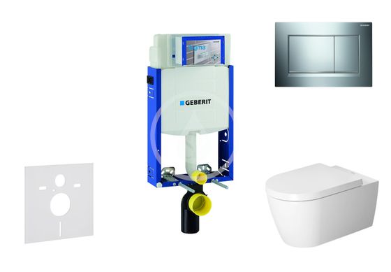 Geberit Kombifix - Modul na závesné WC s tlačidlom Sigma30, lesklý chróm/chróm mat + Duravit ME by Starck - WC a doska, Rimless, SoftClose