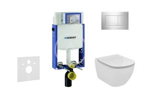 Geberit Kombifix - Modul na závesné WC s tlačidlom Sigma30, lesklý chróm/chróm mat + Ideal Standard Tesi - WC a doska, Aquablade, SoftClose