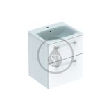 Geberit Selnova Square - Umývadlová skrinka 635x538x480 mm, s umývadlom, 2 zásuvky, lesklá biela