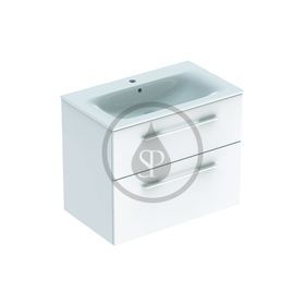 Geberit Selnova Square - Umývadlová skrinka 635x788x480 mm, s umývadlom, 2 zásuvky, lesklá biela