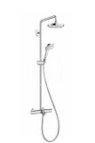 Hansgrohe Croma Select S - Vaňový set 180 s termostatom Showerpipe, 2 prúdy, biela/chróm