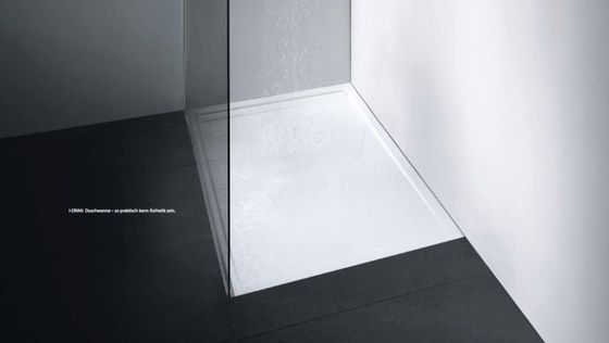 I-Drain Solid Surface sprchová vanička 130x90cm s integrovaným žľabom a vyberateľným sifónom, biela