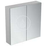 Ideal Standard Mirror&Light - Zrkadlová skrinka s LED osvetlením a zásuvkou, 700x700 mm, hliník