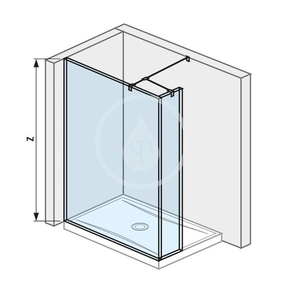Jika Pure - Sklenená stena bočná 120 cm na sprchovú vaničku 120 cmx80 cm a 120 cm x 90 cm, s úpravou Jika Perla Glass, 1200 mm x 200 mm x 2000 mm