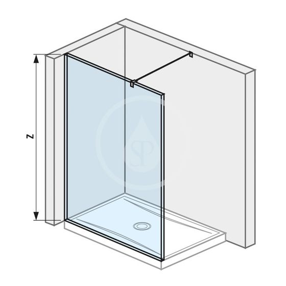 Jika Pure - Sklenená stena bočná 130 cm na sprchovú vaničku 130 cmx80 cm a 130 cmx90 cm, s úpravou Jika Perla Glass, 1300 mm x 200 mm x 2000 mm