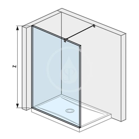 Jika Pure - Sklenená stena bočná 140 cm na sprchovú vaničku 140 cmx80 cm a 140 cmx90 cm, s úpravou Jika Perla Glass, 1400 mm x 200 mm x 2000 mm