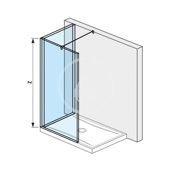 Jika Pure - Sklenená stena L 120 cmx80 cm na sprchovú vaničku 120 cm x 80 cm, s úpravou Jika Perla Glass, 1200 mm x 200 mm x 2000 mm