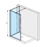 Jika Pure - Sklenená stena L 130 cmx80 cm na sprchovú vaničku 130 cmx80 cm, s úpravou Jika Perla Glass, 1300 mm x 200 mm x 2000 mm
