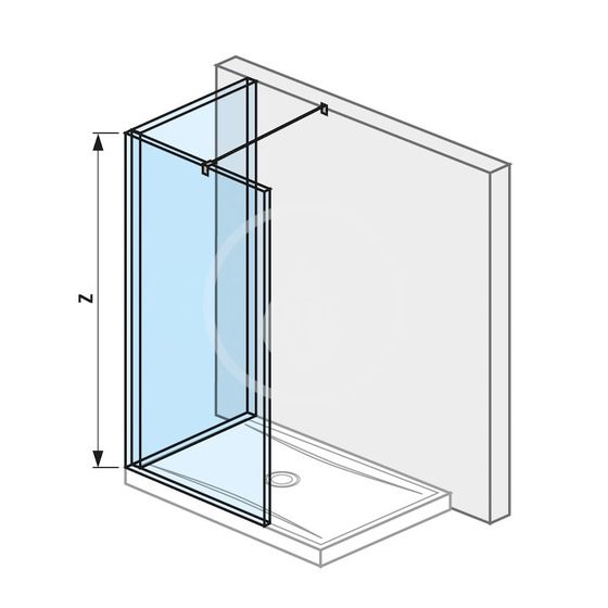 Jika Pure - Sklenená stena L 130 cmx80 cm na sprchovú vaničku 130 cmx80 cm, s úpravou Jika Perla Glass, 1300 mm x 200 mm x 2000 mm