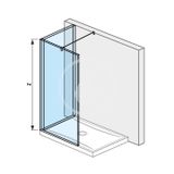 Jika Pure - Sklenená stena L 140 cmx80 cm na sprchovú vaničku 140 cmx80 cm, s úpravou Jika Perla Glass, 1400 mm x 200 mm x 2000 mm