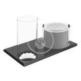 Keuco Edition 400 - Dávkovač mydla a pohárik s držiakom, sklo/čierny chróm kefovaný