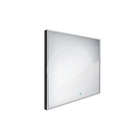 Nimco Zrkadlá - Zrkadlo s LED osvetlením, 700x700 mm, dotykový senzor, hliník/čierna