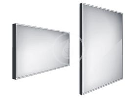 Nimco Zrkadlá - Zrkadlo s LED s osvetlením, 1200x700 mm, hliník/čierna