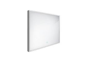Nimco Zrkadlá - Zrkadlo s LED s osvetlením, 800x700 mm, dotykový senzor, hliník/čierna