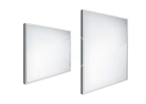Nimco Zrkadlá - Zrkadlo s LED s osvetlením, 800x700 mm, hliník/čierna