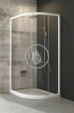 Ravak Blix - Štvrťkruhový sprchovací kút posuvný štvordielny BLCP4-90, šírka 875 mm – 895 mmx875 mm – 895 mm, rádius 500 mm – farba biela, sklo transp