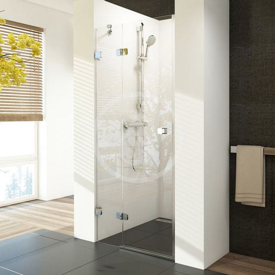 Ravak Brilliant - Sprchové dvere dvojdielne BSD2-80 L, ľavé, 790 mm – 805 mm, farba chróm, sklo transparent