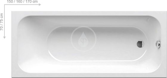 Ravak Chrome - Obdĺžniková vaňa, 1700x750 mm, biela