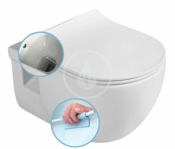 Sapho Brilla - Závesné WC s bidetovou spŕškou, Rimless, biela