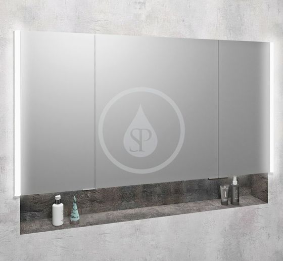 Sapho Integra - Zápustná zrkadlová skrinka s LED osvetlením, 1256x700 mm, zrkadlo/titan alu