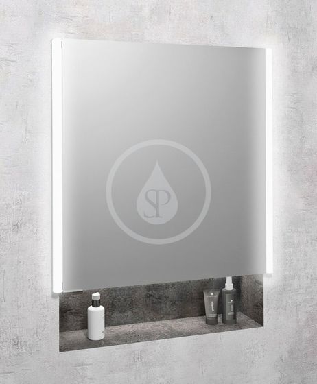 Sapho Integra - Zápustná zrkadlová skrinka s LED osvetlením, 652x700 mm, zrkadlo/titan alu