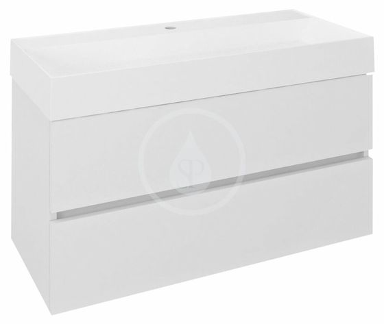 Sapho Odetta - Umývadlová skrinka, 950x500x435 mm, 2 zásuvky, lesklá biela