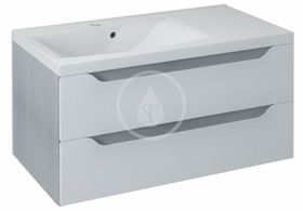Sapho Wave - Umývadlová skrinka, 900x450x480 mm, ľavá, 2 zásuvky, biela/dub strieborný