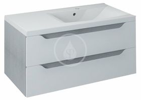 Sapho Wave - Umývadlová skrinka, 900x450x480 mm, pravá, 2 zásuvky, biela/dub strieborný