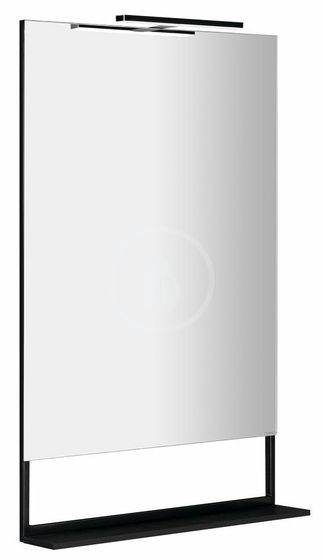 Sapho Zrkadlá - Zrkadlo Erupta s poličkou a LED osvetlením, 600x950x120 mm, čierna mat