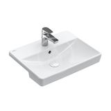 Villeroy & Boch Avento - Polozápustné umývadlo s prepadom, trojotvorové, 550 mm x 360 mm – s CeramicPlus, alpská biela